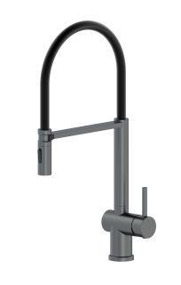 Смеситель для кухни Wonzon & Woghand WW-88438003-BGM с гибким изливом тёмный графит